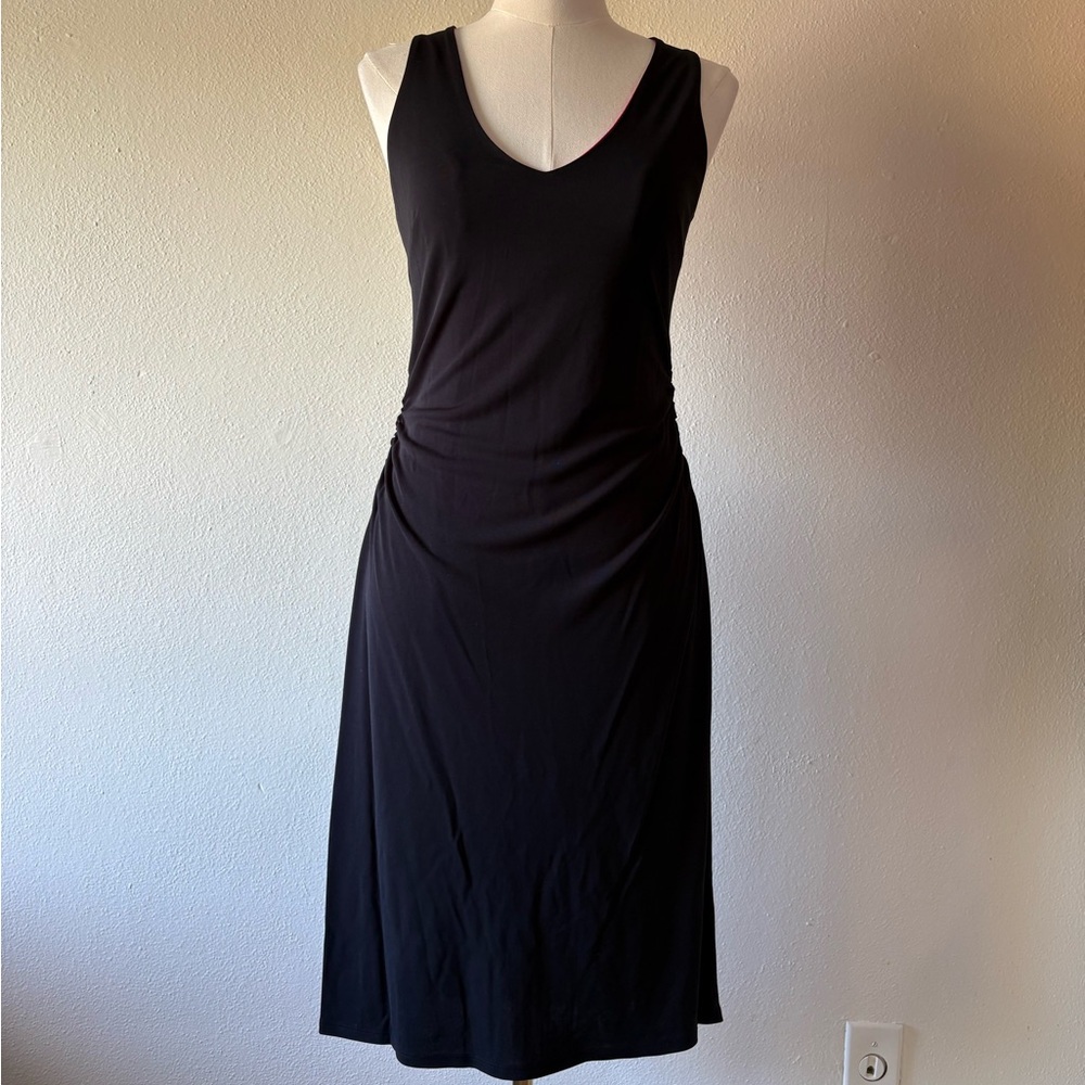 Express Elegant Black & Pink-Peekaboo Runched Sleeveless Dress